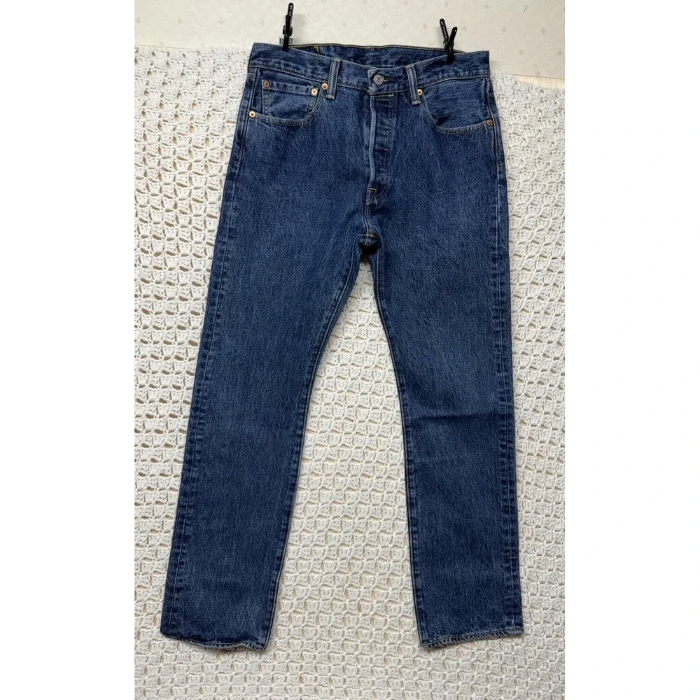 Levis 501 Mens Jeans Size 32x32 Blue Denim Button Fly Straight 100%Cotton